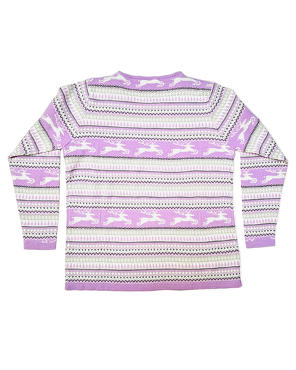Vintage-Weihnachtspullover – Lila Rentiermuster