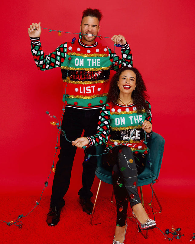 Men's Naughty or Nice Reversible Sequin Ugly Christmas Sweater