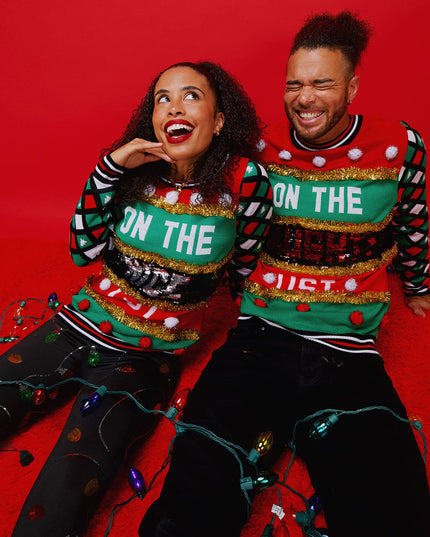 Women's Naughty or Nice Reversible Sequin Ugly Christmas Sweater