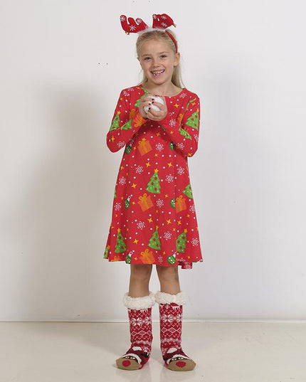 Rotes Weihnachtsbaumkleid für Kinder