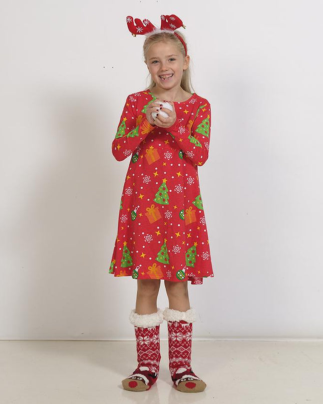 Rotes Weihnachtsbaumkleid für Kinder