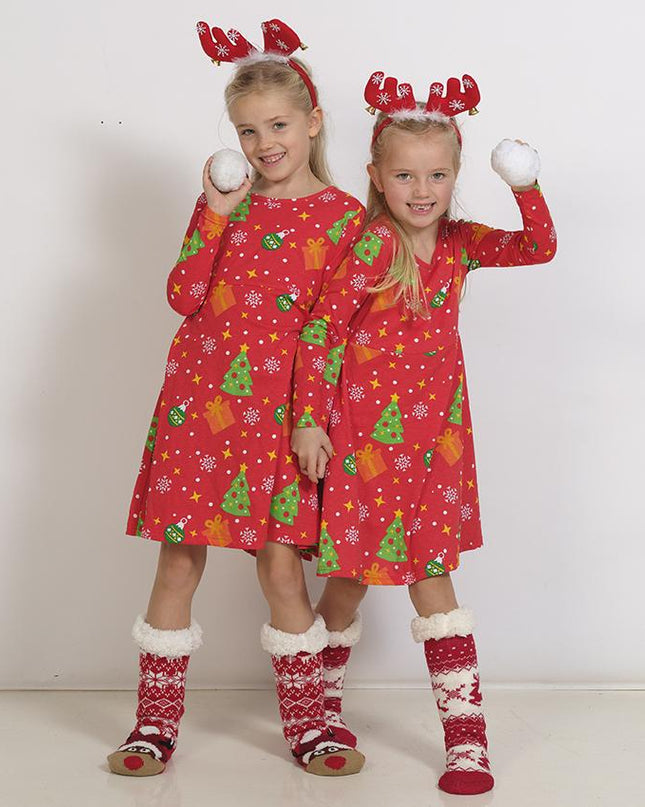 Rotes Weihnachtsbaumkleid für Kinder