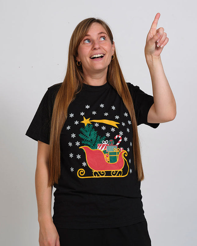 Weihnachtsschlitten-T-Shirt für Damen