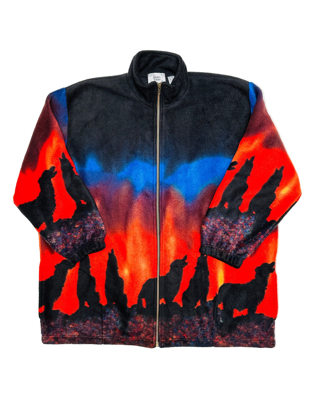 Vintage-Pullover – Feurige Wölfe | Weihnachtskleidung