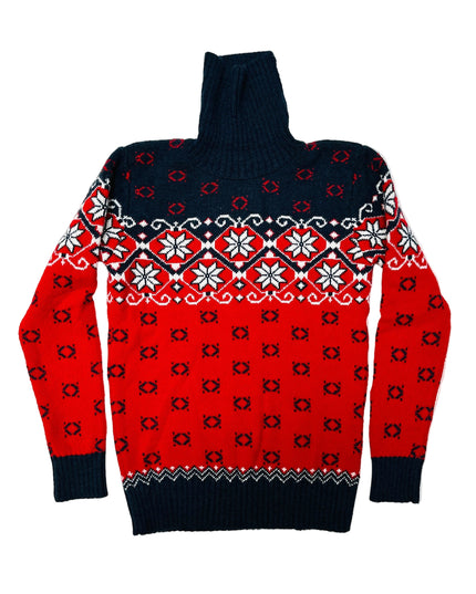 Vintage-Weihnachtspullover – gemusterter Rollkragenpullover
