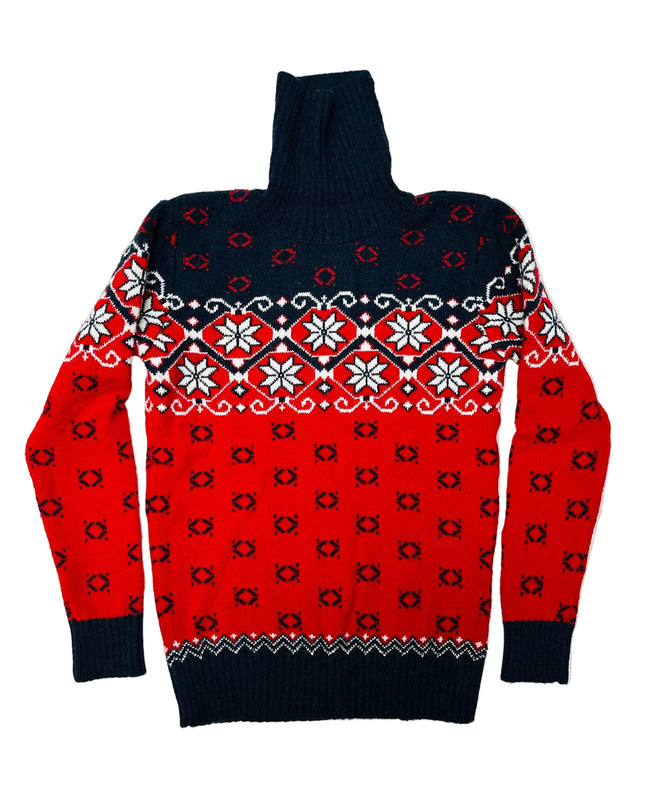 Vintage-Weihnachtspullover – gemusterter Rollkragenpullover