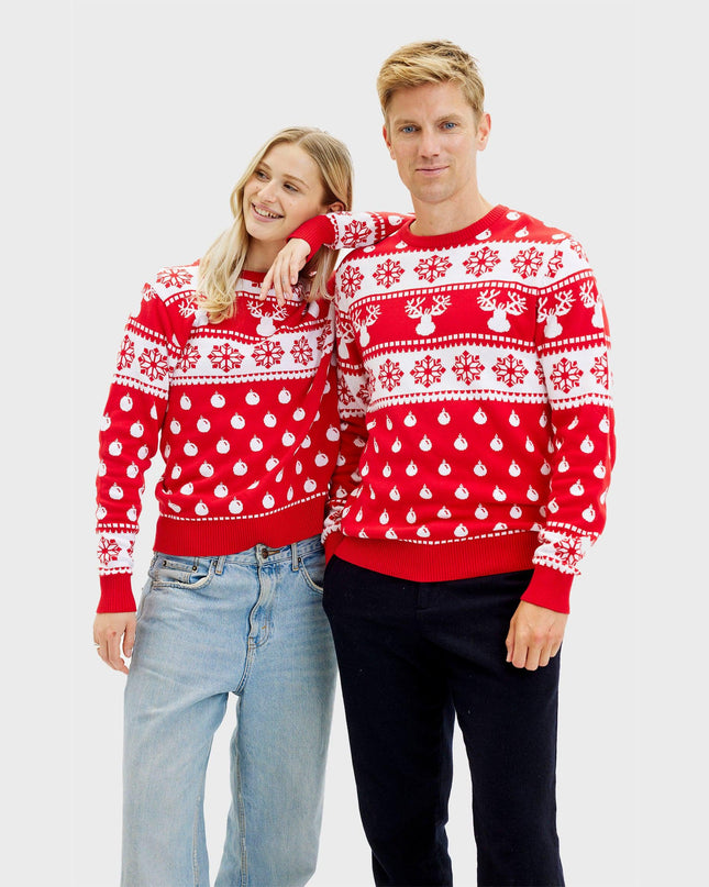 Klassischer roter Weihnachtspullover - Damen