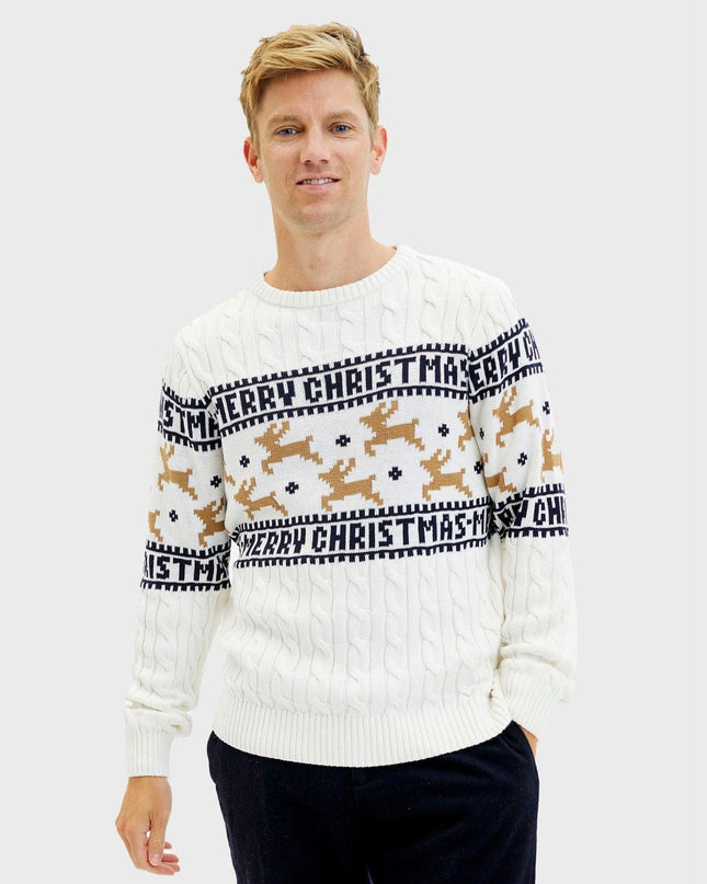 Elegant White Christmas Sweater for Men