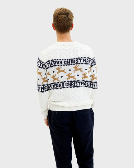 Eleganter weißer Weihnachtspullover für Herren