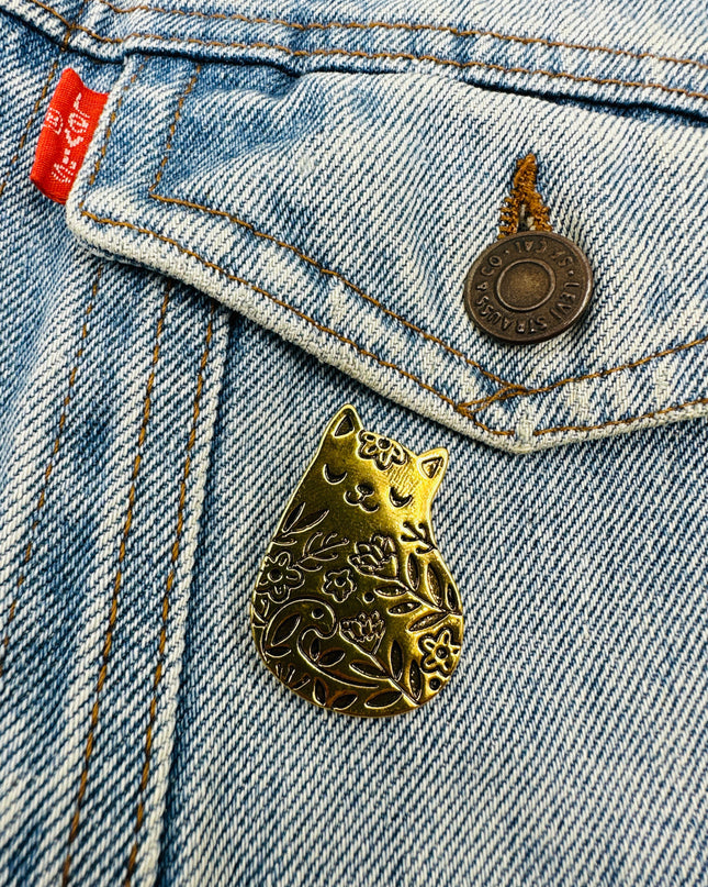 Golden Cat II Brooch | Family Pajama Accessory