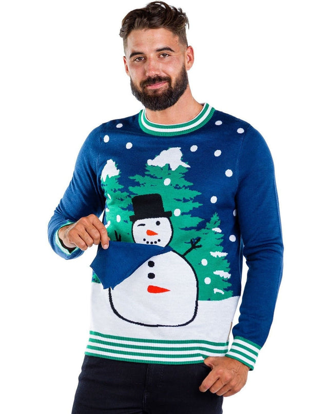Men's Peekaboo Snowman Ugly Christmas Sweater
