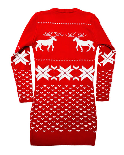 Vintage Christmas Sweater Dress - Reindeer Design