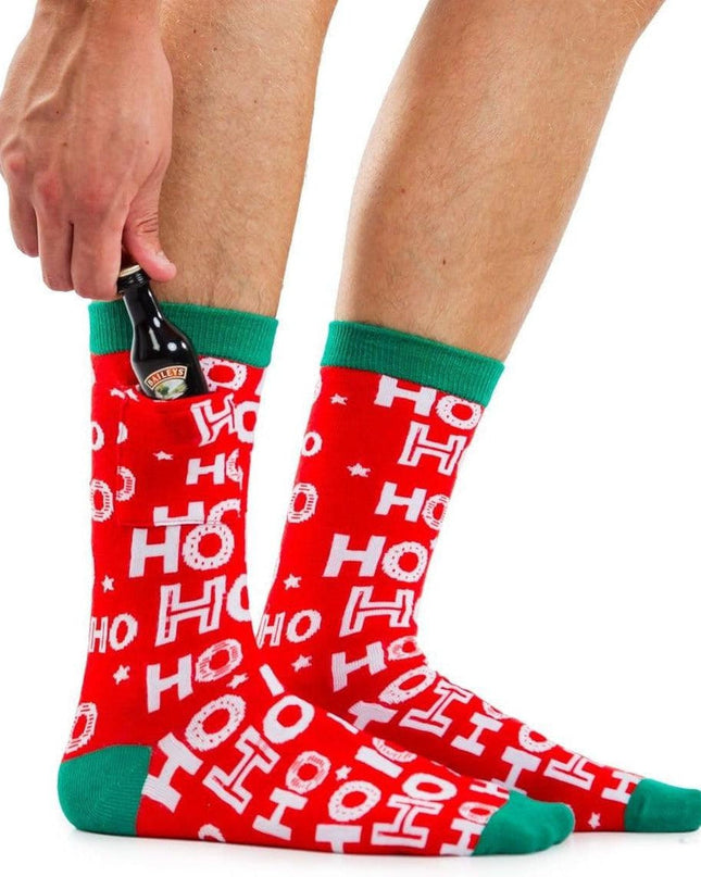Men's Ho Ho Ho Socks with Pocket (Fits Sizes 8-11M)