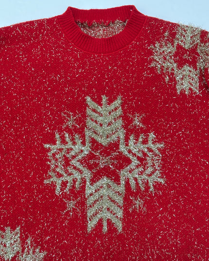 Vintage-Weihnachtspullover – Goldene Schneeflocke