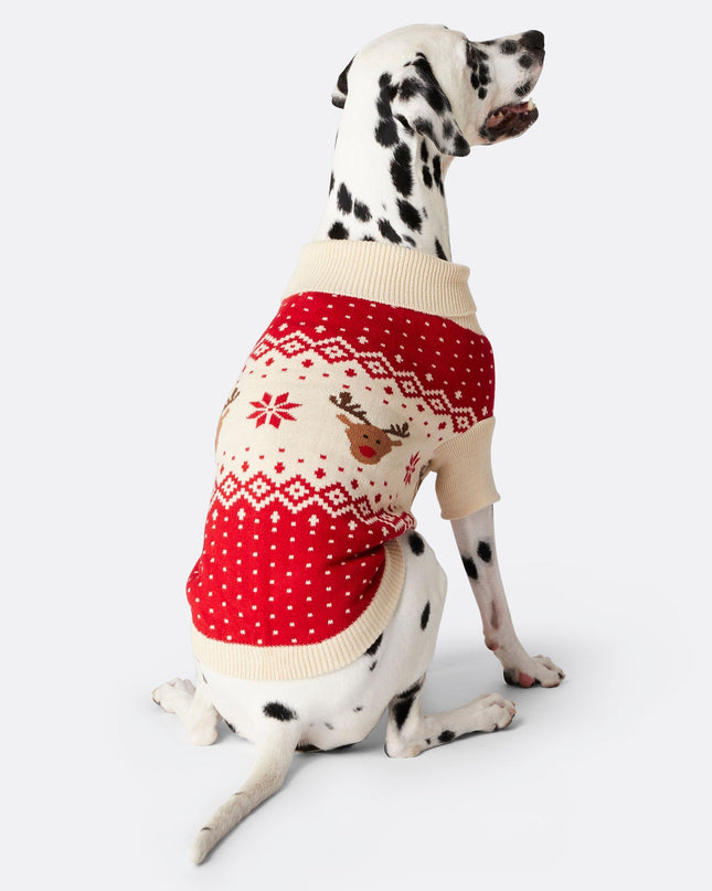 Dogs' Red Retro Reindeer Christmas Sweater