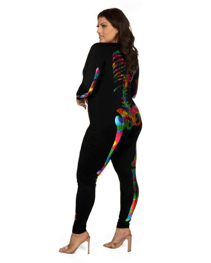 Iridescent Skeleton Plus Size Bodysuit Costume