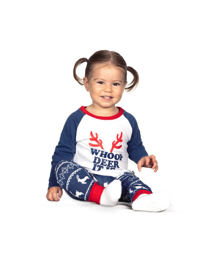 Baby Girl's Whoop Deer It Is Crew Neck Pajama Set