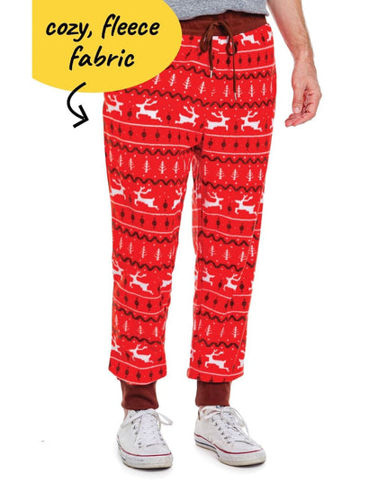 Men's Red Reindeer Jogger Sweatpants
