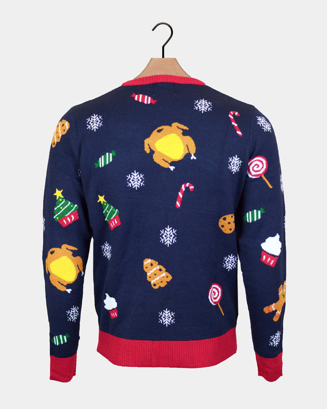 Women's LED Christmas Sweater Featuring "Christmas Food"