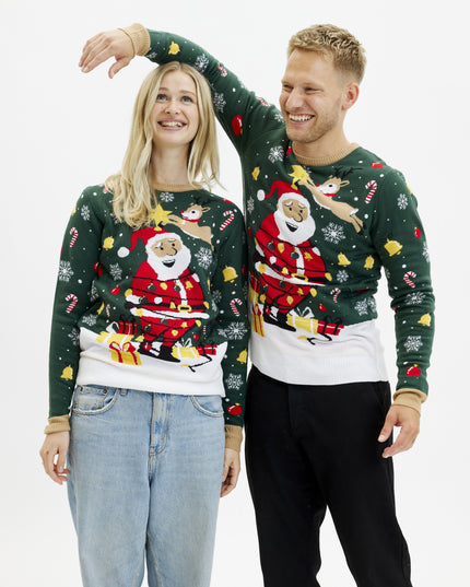 Santa Christmas Star Sweater for Women - Light-Up Design