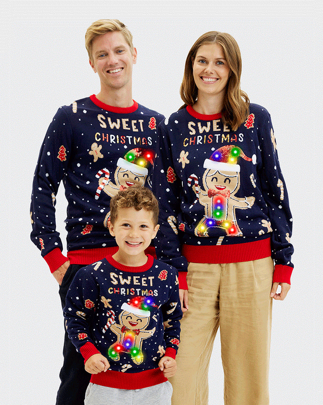 Cute Cookie Man Sweater for Men - Light-Up Ugly Sweater