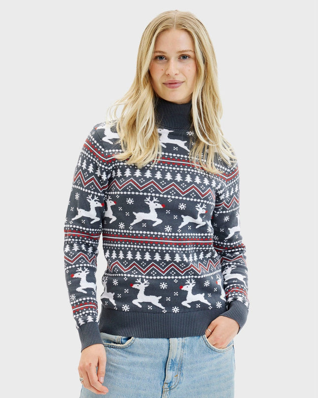 Stylish Highneck Christmas Sweater for Women