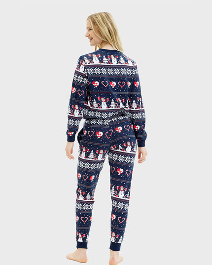 Navy Christmas Heart Pajamas for Women