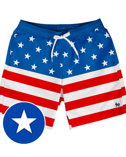 American Flag Swim Trunks - 7.5" Inseam