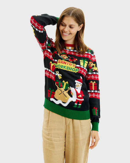 Santa's Workshop Sweater for Women - Double-Sided Design