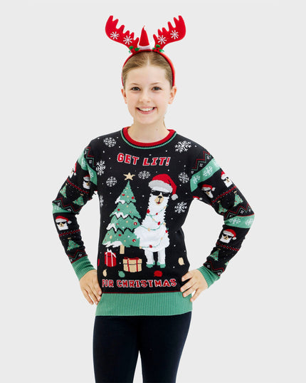 Get Lit Llama Christmas Sweater for Kids