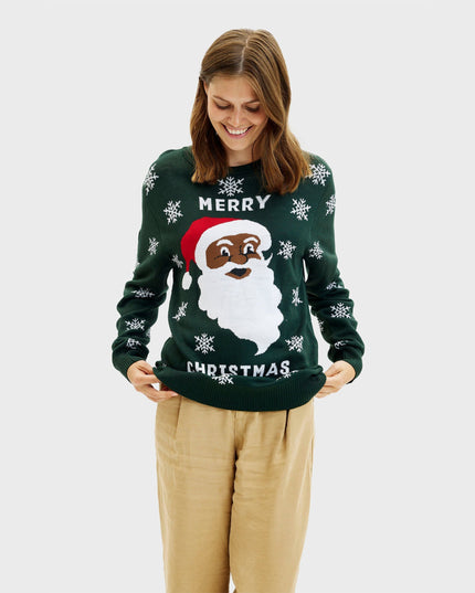 Weihnachtspullover mit Weihnachtsmannmotiv für Damen