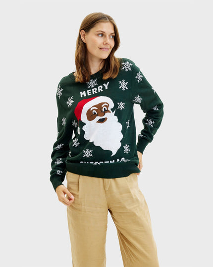 Weihnachtspullover mit Weihnachtsmannmotiv für Damen
