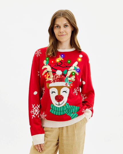 Cute Reindeer Christmas Sweater for Women - Family Style