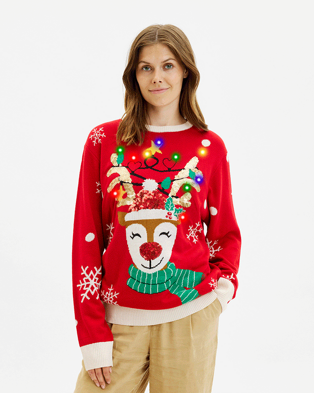 Cute Reindeer Christmas Sweater for Women - Family Style
