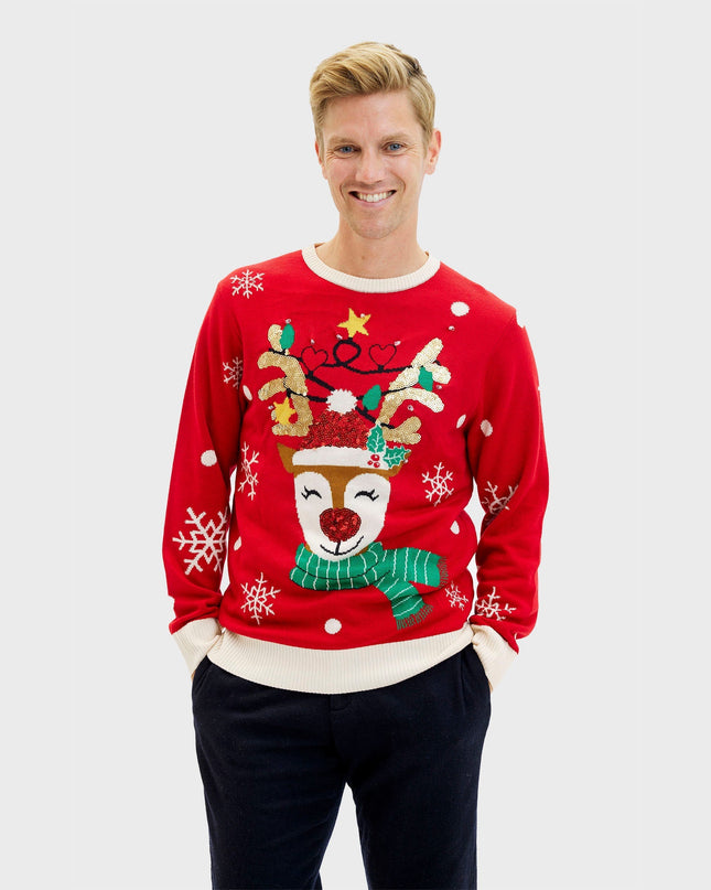 Cute Reindeer Christmas Sweater for Men - Family Style