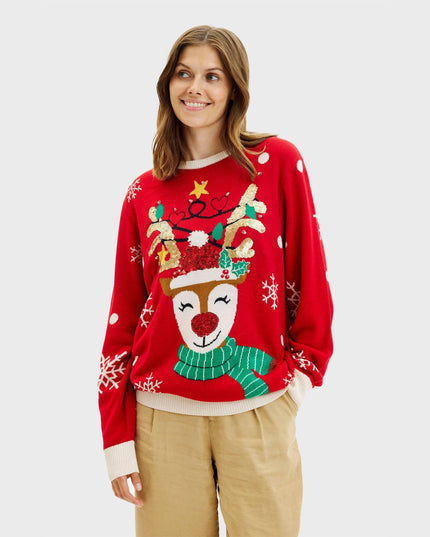 Cute Reindeer Christmas Sweater for Women - Family Style