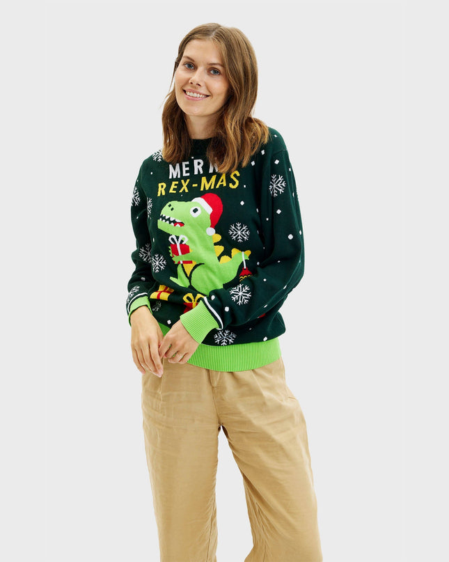 Cute Dino Christmas Sweater - Women