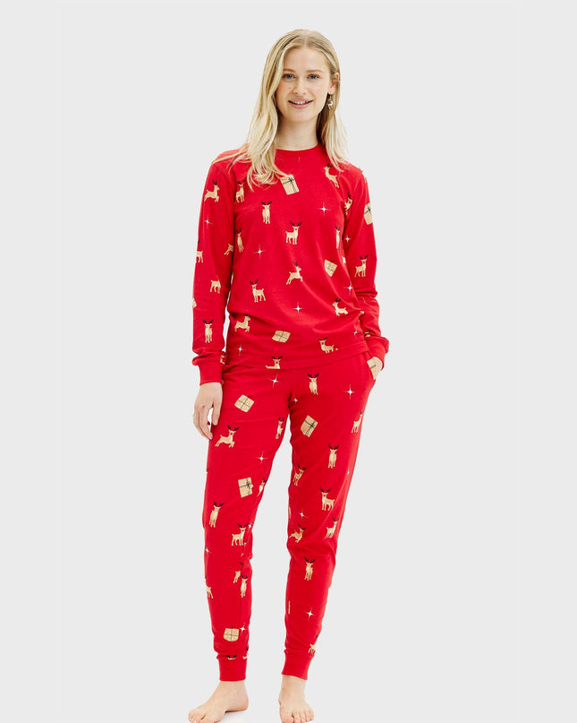 Eleganter roter Weihnachtspyjama - Damen