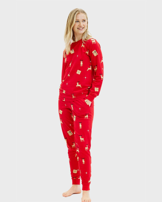 Eleganter roter Weihnachtspyjama - Damen