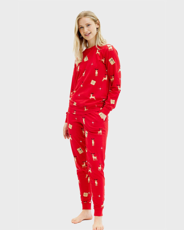 Eleganter roter Weihnachtspyjama - Damen