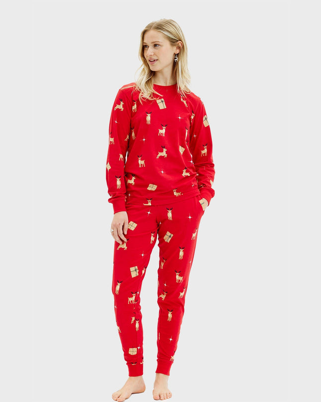 Eleganter roter Weihnachtspyjama - Damen