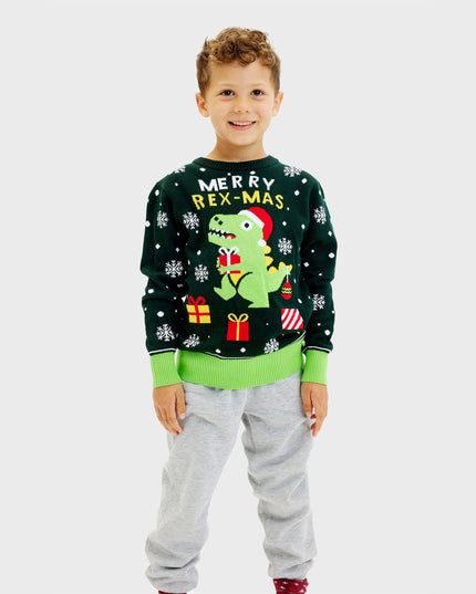 Cute Dino Christmas Sweater - Kids