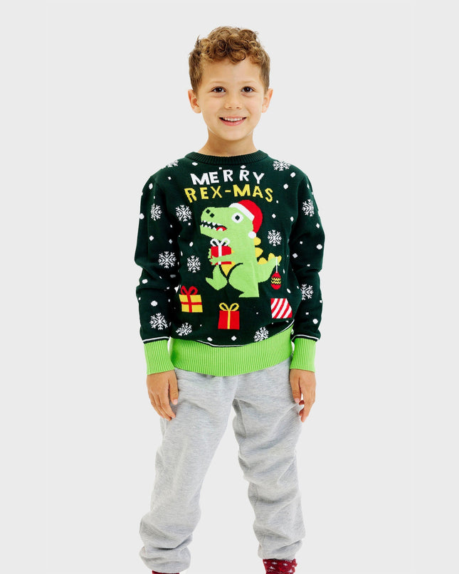 Cute Dino Christmas Sweater - Kids