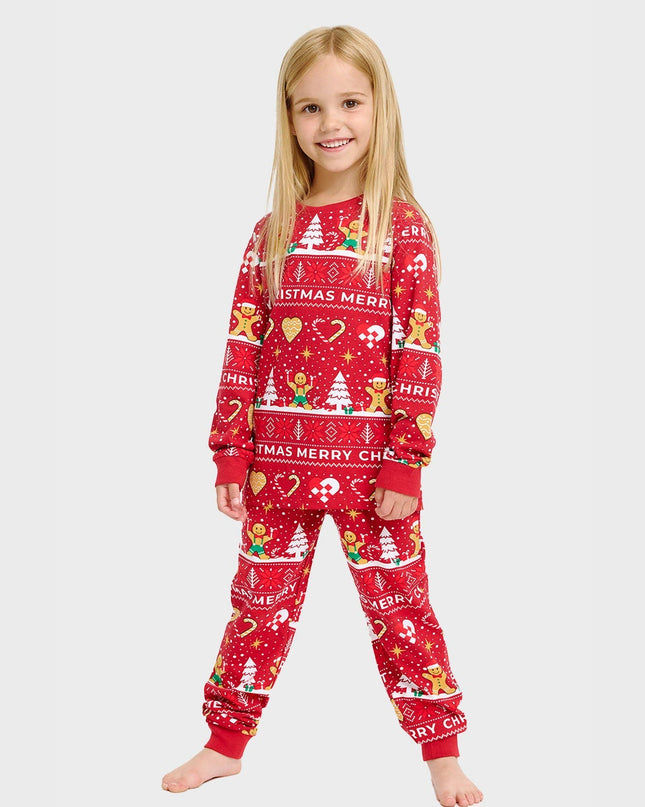 Roter Weihnachtskeks-Pyjama für Kinder