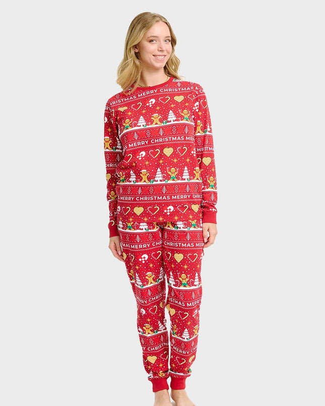 Roter Weihnachtsplätzchen-Pyjama für Damen