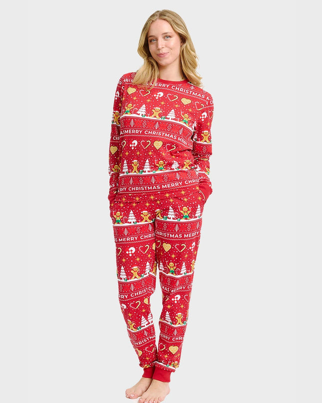 Roter Weihnachtsplätzchen-Pyjama für Damen