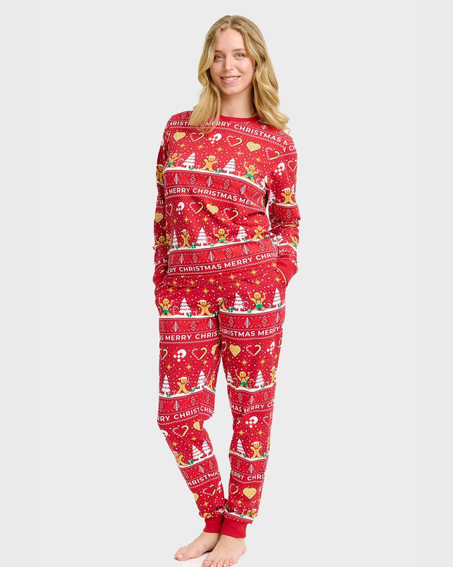 Roter Weihnachtsplätzchen-Pyjama für Damen
