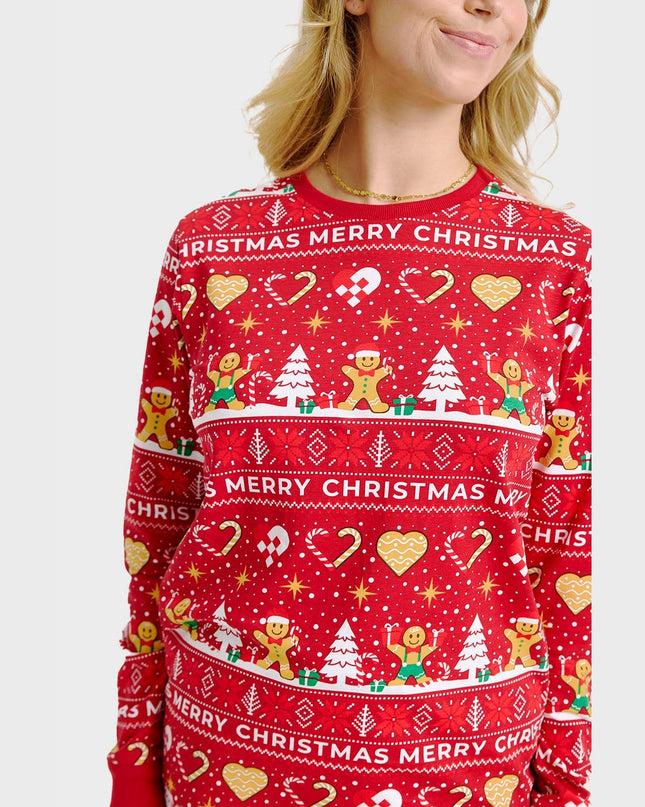 Roter Weihnachtsplätzchen-Pyjama für Damen