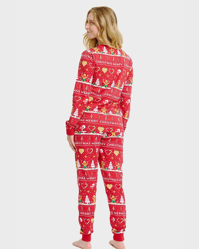 Roter Weihnachtsplätzchen-Pyjama für Damen