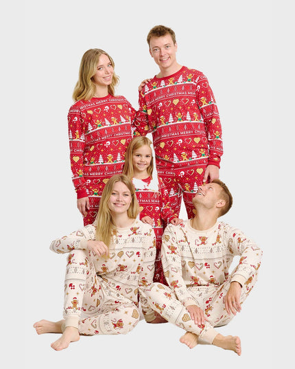 Roter Weihnachtskeks-Pyjama für Herren